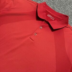 Nike Golf Wedgewood Golf Dri-FIT Red Textured Performance Polo Shirt Mens XL